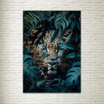 Quadro su tela Leopard Cyan