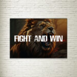 Quadro su Tela Lion Fight and Win