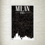 Quadro su Tela Milano Map