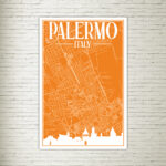 Quadro su Tela Palermo Map