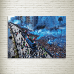 Quadro su Tela 4° Scudetto del Napoli Campioni d'Italia Bus Festa Mergellina